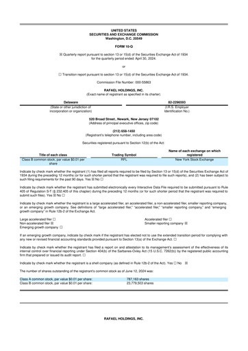 Vorschaubild Rafael Holdings 10-Q Quartalsbericht  