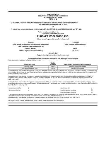 Vorschaubild Euronet Worldwide
 10-Q Quartalsbericht 2024 