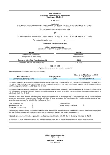 Vorschaubild Citius Pharmaceuticals
 10-Q Quartalsbericht 2024 