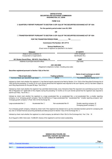 Thumbnail Sensus Healthcare 10-Q Quarterly Report FY2024 