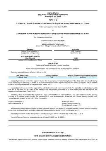 Thumbnail Adial Pharmaceuticals
 10-Q Quarterly Report FY 