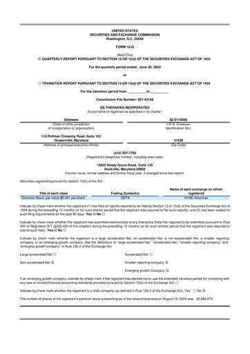 Miniature OS Therapies 10-Q Rapport trimestriel 2024 