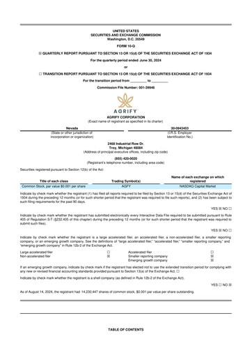 Miniature Agrify 10-Q Rapport trimestriel 2024 
