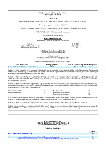 Thumbnail Actelis Networks 10-Q Quarterly Report FY2024 