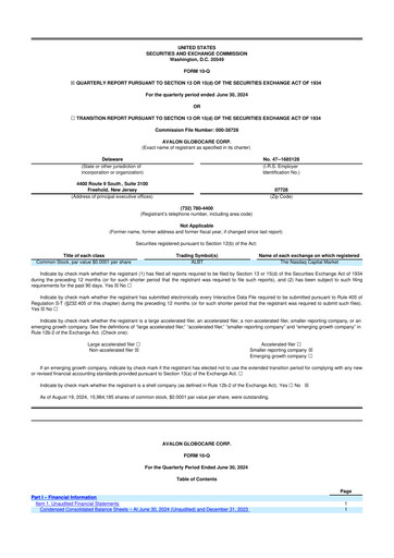 Vorschaubild Avalon GloboCare 10-Q Quartalsbericht 2024 