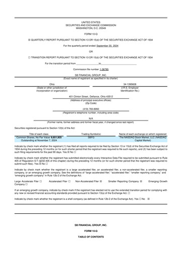 Thumbnail SB Financial Group 10-Q Quarterly Report FY2024 