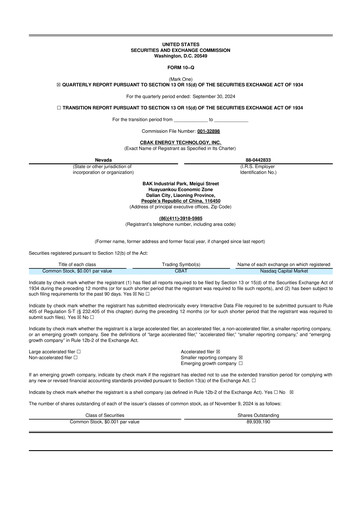 Thumbnail CBAK Energy Technology 10-Q Quarterly Report FY2024 