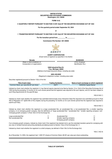 Miniature Agrify 10-Q Rapport trimestriel 2024 