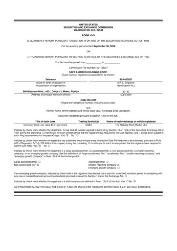 Vorschaubild Safe & Green Holdings 10-Q Quartalsbericht 2024 