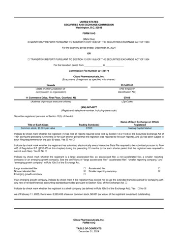 Vorschaubild Citius Pharmaceuticals
 10-Q Quartalsbericht 2025 