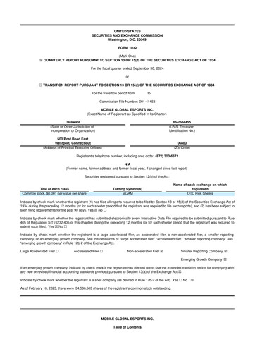 Vorschaubild Mobile Global Esports (Mogo) 10-Q Quartalsbericht 2024 