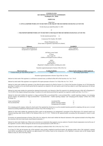 Vorschaubild Protara Therapeutics 10-K Jahresbericht 2024