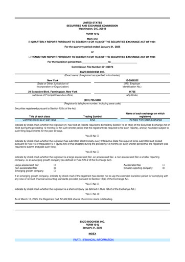 Thumbnail Enzo Biochem 10-Q Quarterly Report FY 