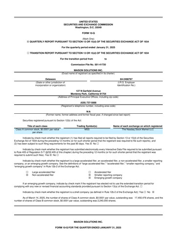 Thumbnail Maison Solutions 10-Q Quarterly Report FY2025 