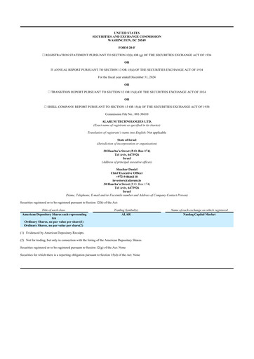 Thumbnail Alarum Technologies 20-F Annual Report 2024