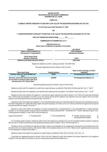 Thumbnail USA Rare Earth 10-K Annual Report 2024