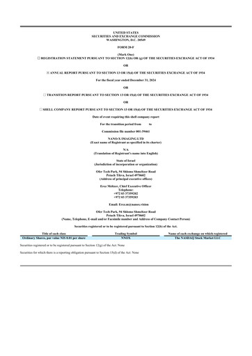 Thumbnail Nano-X Imaging 20-F Annual Report 2024