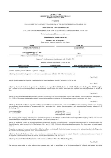 Thumbnail La Rosa Holdings 10-K Annual Report 2024