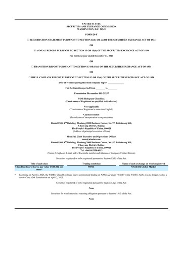 Thumbnail WiMi Hologram Cloud 20-F Annual Report 2024