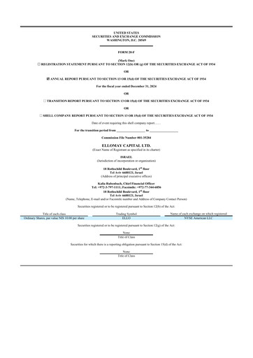 Miniature Ellomay Capital
 20-F Rapport annuel 2024