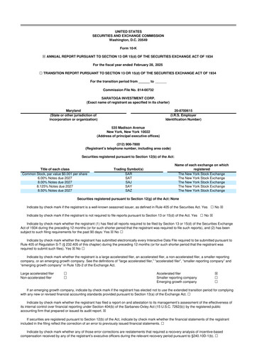 Thumbnail Saratoga Investment 10-K Annual Report 2025
