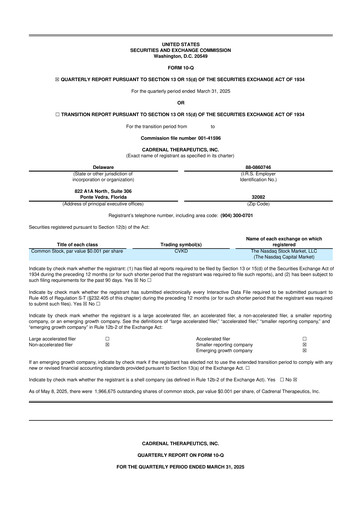 Thumbnail Cadrenal Therapeutics 10-Q Quarterly Report FY2025 