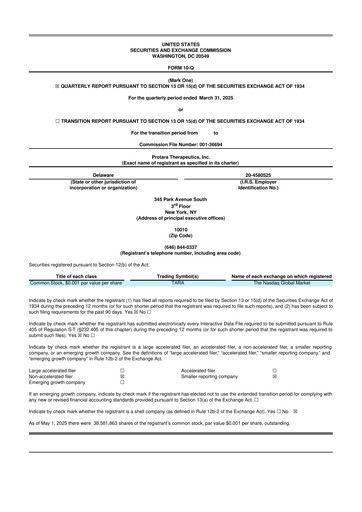 Thumbnail Protara Therapeutics 10-Q Quarterly Report FY 