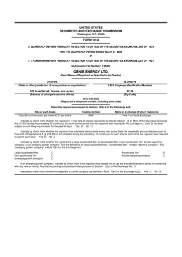 Miniature Genie Energy
 10-Q Rapport trimestriel 2025 