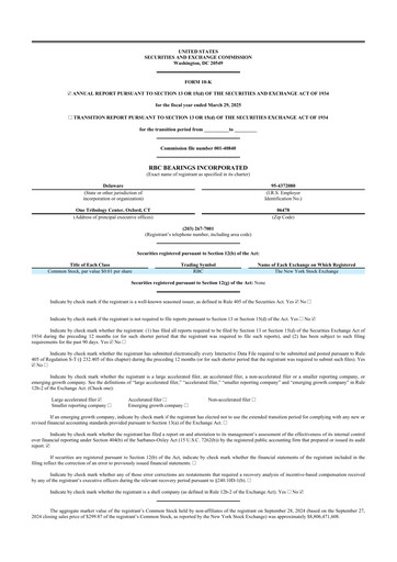 Thumbnail RBC Bearings 10-K Annual Report 2025