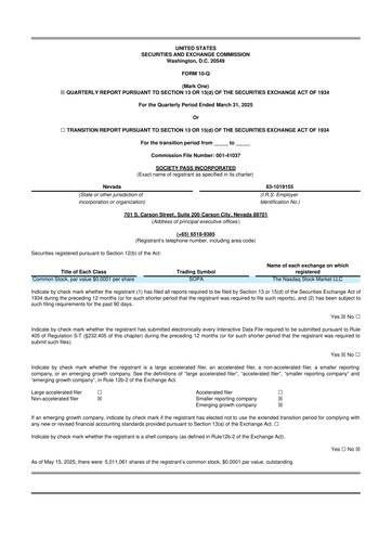 Thumbnail Society Pass 10-Q Quarterly Report FY2025 