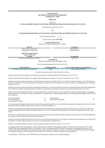 Thumbnail Incannex Healthcare 10-K Annual Report 2025