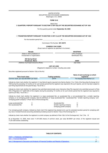 Thumbnail Synergy CHC 10-Q Quarterly Report FY2025 