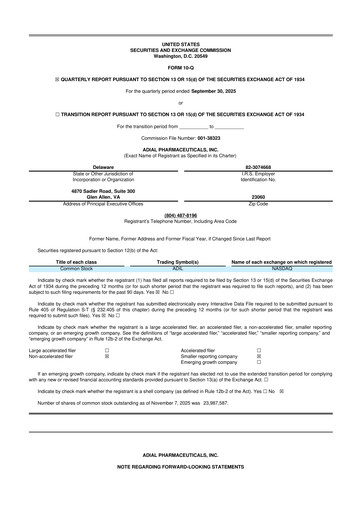 Thumbnail Adial Pharmaceuticals
 10-Q Quarterly Report FY 
