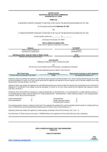 Vorschaubild Safe & Green Holdings 10-Q Quartalsbericht 2025 