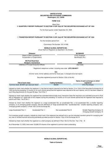 Vorschaubild Mobile Global Esports (Mogo) 10-Q Quartalsbericht 2025 