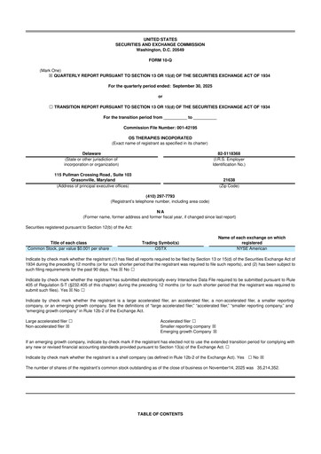 Miniature OS Therapies 10-Q Rapport trimestriel 2025 