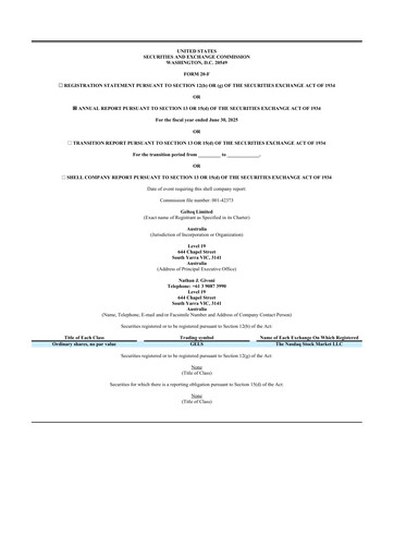 Miniature Gelteq Limited 20-F Rapport annuel 2025