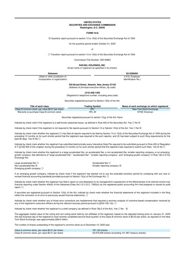 Vorschaubild Rafael Holdings 10-Q Quartalsbericht  