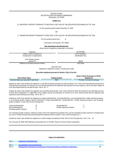Thumbnail RBC Bearings 10-Q Quarterly Report FY2026 