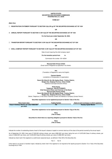 Miniature Skycorp Solar Group 20-F Rapport annuel 2025