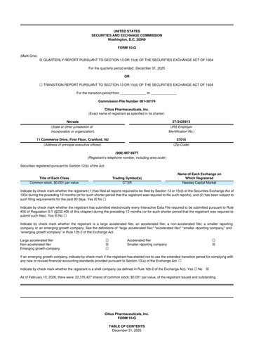 Vorschaubild Citius Pharmaceuticals
 10-Q Quartalsbericht 2026 