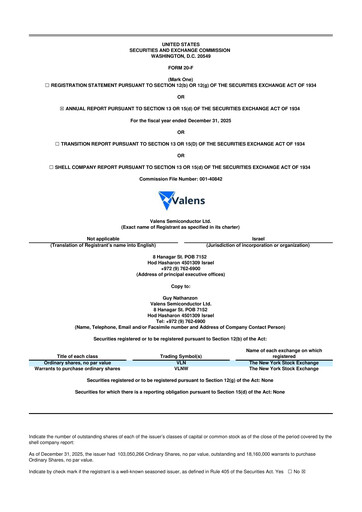 Thumbnail Valens Semiconductor 20-F Annual Report 2025