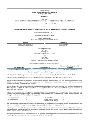 Thumbnail Protara Therapeutics 10-K Annual Report 