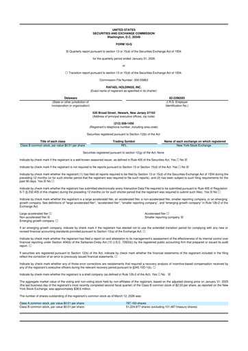 Vorschaubild Rafael Holdings 10-Q Quartalsbericht  