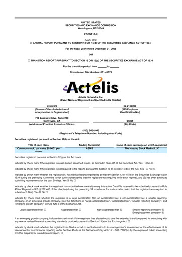 Thumbnail Actelis Networks 10-K Annual Report 2025