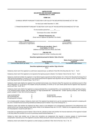 Thumbnail Relmada Therapeutics 10-K Annual Report 2025