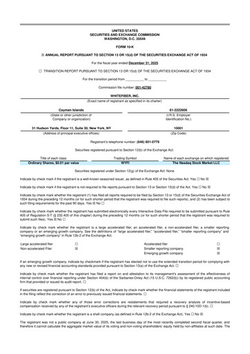 Miniature WhiteFiber 10-K Rapport annuel 2025