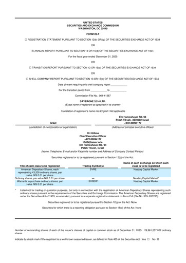 Miniature SaverOne 2014 20-F Rapport annuel 2025