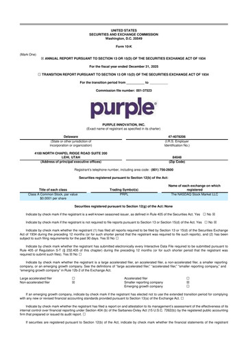 Vorschaubild Purple Innovation
 10-K Jahresbericht 