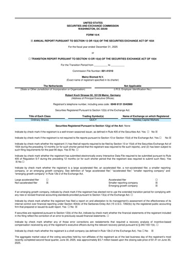 Vorschaubild Mainz Biomed 10-K Jahresbericht 2025